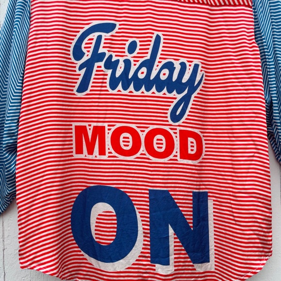 ME369 “Friday Mood On” Shirt | Size Small | 100% Viscose | Bold Print - Picture 7 of 7